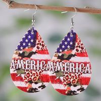 1 Pair Retro National Flag Star Water Droplets Pu Leather Drop Earrings main image 5