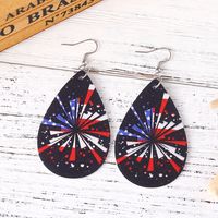 1 Pair Retro National Flag Star Water Droplets Pu Leather Drop Earrings main image 7