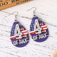 1 Pair Retro National Flag Star Water Droplets Pu Leather Drop Earrings main image 8