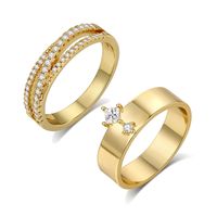 Copper 18K Gold Plated Simple Style Streetwear Plating Inlay Solid Color Zircon Rings main image 7