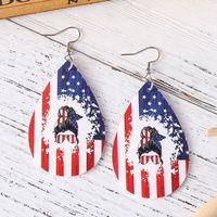 1 Pair Retro National Flag Star Water Droplets Pu Leather Drop Earrings main image 10