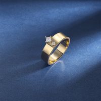 Copper 18K Gold Plated Simple Style Streetwear Plating Inlay Solid Color Zircon Rings main image 4