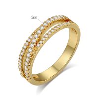 Le Cuivre Plaqué Or 18K Style Simple Vêtement De Rue Placage Incruster Couleur Unie Zircon Anneaux sku image 10