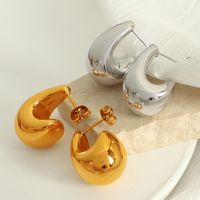 1 Pair Elegant Luxurious Modern Style Moon Plating 304 Stainless Steel 18K Gold Plated Ear Studs main image 2