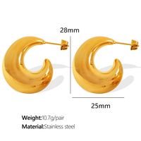 1 Pair Elegant Luxurious Modern Style Moon Plating 304 Stainless Steel 18K Gold Plated Ear Studs main image 7