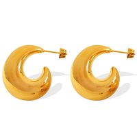 1 Pair Elegant Luxurious Modern Style Moon Plating 304 Stainless Steel 18K Gold Plated Ear Studs main image 5