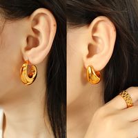 1 Pair Elegant Luxurious Modern Style Moon Plating 304 Stainless Steel 18K Gold Plated Ear Studs main image 4