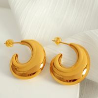 1 Pair Elegant Luxurious Modern Style Moon Plating 304 Stainless Steel 18K Gold Plated Ear Studs main image 3