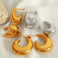 1 Pair Elegant Luxurious Modern Style Moon Plating 304 Stainless Steel 18K Gold Plated Ear Studs main image 1