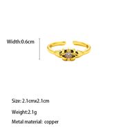 Copper Gold Plated Elegant Glam Luxurious Inlay Carving Solid Color Zircon Open Rings sku image 1