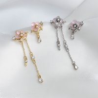 1 Pair Simple Style Classic Style Flower Inlay Alloy Rhinestones Drop Earrings main image 3