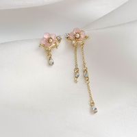1 Pair Simple Style Classic Style Flower Inlay Alloy Rhinestones Drop Earrings sku image 1