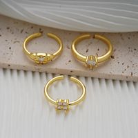 Copper Gold Plated Elegant Glam Luxurious Inlay Carving Solid Color Zircon Open Rings main image 3