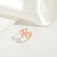 1 Pair Vintage Style Simple Style Heart Shape Plating Inlay Copper Zircon Gold Plated Earrings sku image 2