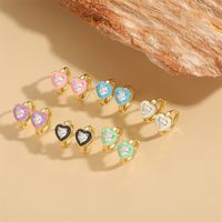 1 Pair Vintage Style Simple Style Heart Shape Plating Inlay Copper Zircon Gold Plated Earrings main image 5