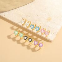 1 Pair Vintage Style Simple Style Heart Shape Plating Inlay Copper Zircon Gold Plated Earrings main image 3