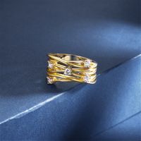 Kupfer 18 Karat Vergoldet Elegant Vintage-Stil Romantisch Überzug Inlay Einfarbig Zirkon Ringe main image 4