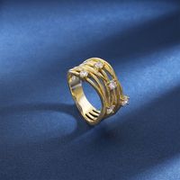 Kupfer 18 Karat Vergoldet Elegant Vintage-Stil Romantisch Überzug Inlay Einfarbig Zirkon Ringe main image 5