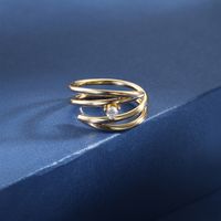 Kupfer 18 Karat Vergoldet Elegant Vintage-Stil Romantisch Überzug Inlay Einfarbig Zirkon Ringe main image 7