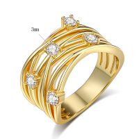 Kupfer 18 Karat Vergoldet Elegant Vintage-Stil Romantisch Überzug Inlay Einfarbig Zirkon Ringe sku image 7