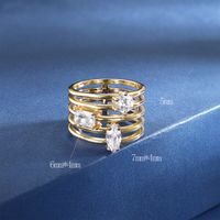 Kupfer 18 Karat Vergoldet Elegant Vintage-Stil Romantisch Überzug Inlay Einfarbig Zirkon Ringe main image 3