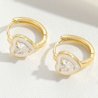1 Pair Vintage Style Simple Style Heart Shape Plating Inlay Copper Zircon Gold Plated Earrings sku image 1