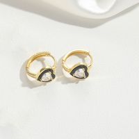 1 Pair Vintage Style Simple Style Heart Shape Plating Inlay Copper Zircon Gold Plated Earrings sku image 3