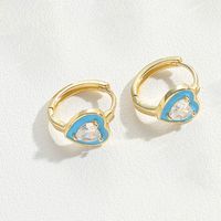 1 Pair Vintage Style Simple Style Heart Shape Plating Inlay Copper Zircon Gold Plated Earrings sku image 4