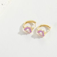 1 Pair Vintage Style Simple Style Heart Shape Plating Inlay Copper Zircon Gold Plated Earrings sku image 6