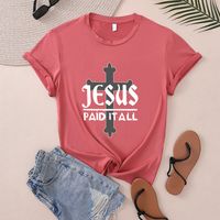 Women's T-shirt Short Sleeve T-Shirts Round Casual Letter main image 5