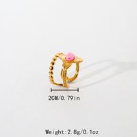 Vintage Style Simple Style Heart Shape Flower 304 Stainless Steel 14K Gold Plated Natural Stone Zircon Rings In Bulk sku image 2