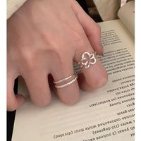 Sterling Silber IG-Stil Lässig Überzug Blume Offener Ring main image 6