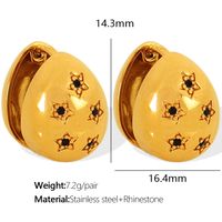 1 Pair Retro Luxurious Modern Style Round Plating Inlay 304 Stainless Steel Rhinestones 18K Gold Plated Ear Studs main image 6