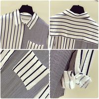 Women's Blouse Long Sleeve Blouses Pocket Washed Button Simple Style Stripe Solid Color main image 5