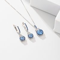 Elegant Wedding Simple Style Flower White Gold Plated Rhodium Plated Zircon Sterling Silver Wholesale Jewelry Set sku image 3
