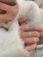Sterling Silver IG Style Casual Plating Flower Open Rings main image 3