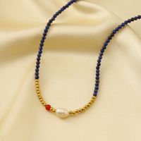 304 Stainless Steel Beaded 18K Gold Plated Simple Style Commute Beaded Round Pendant Necklace main image 5