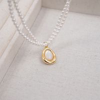 Casual Vintage Style Beach Round Imitation Pearl Copper Beaded Plating Shell Gold Plated Women's Double Layer Necklaces main image 7
