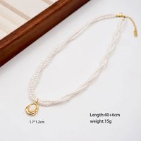 Casual Vintage Style Beach Round Imitation Pearl Copper Beaded Plating Shell Gold Plated Women's Double Layer Necklaces main image 4