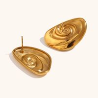 1 Pair Vintage Style Commute Conch Cochlear Plating 304 Stainless Steel 18K Gold Plated Ear Studs main image 3
