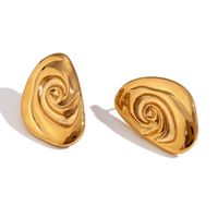 1 Pair Vintage Style Commute Conch Cochlear Plating 304 Stainless Steel 18K Gold Plated Ear Studs main image 5