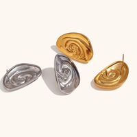 1 Pair Vintage Style Commute Conch Cochlear Plating 304 Stainless Steel 18K Gold Plated Ear Studs main image 6