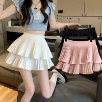 Summer Simple Style Simple Solid Color Rayon Spandex Polyester Above Knee Skirts main image 1