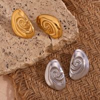 1 Pair Vintage Style Commute Conch Cochlear Plating 304 Stainless Steel 18K Gold Plated Ear Studs main image 1