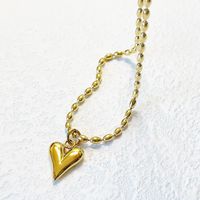 304 Stainless Steel Titanium Steel 18K Gold Plated Basic Modern Style Classic Style Heart Shape Pendant Necklace sku image 2
