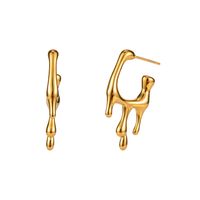 1 Pair Casual Commute Lava Plating 304 Stainless Steel 18K Gold Plated Ear Studs main image 5