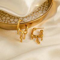 1 Pair Casual Commute Lava Plating 304 Stainless Steel 18K Gold Plated Ear Studs main image 1