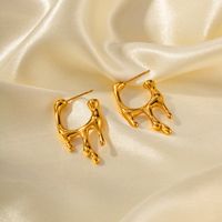 1 Pair Casual Commute Lava Plating 304 Stainless Steel 18K Gold Plated Ear Studs main image 6
