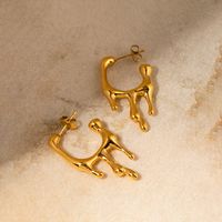 1 Pair Casual Commute Lava Plating 304 Stainless Steel 18K Gold Plated Ear Studs main image 4