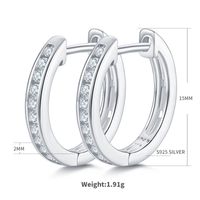 1 Pair Simple Style Shiny Circle Inlay Sterling Silver Moissanite Rhodium Plated Earrings sku image 2